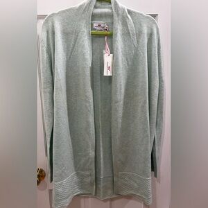 NEW vineyard vines Marino wool cashmere Cardigan  Sweater. Crystal blue. SZ M